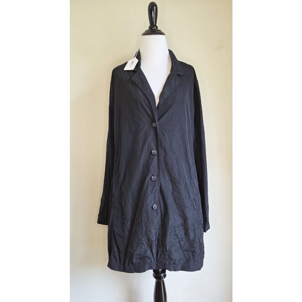 Sun‎ Kim NWT Boyfriend Crinkle Jacket Black Women's Button Up Size 1X